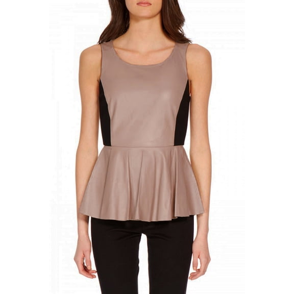 Rebecca Minkoff Women's Leather Peplum Marilyn Tank Sz 2 Canyon