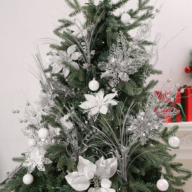 Adornos florales navideños con polvo de oro simulado | Esquejes de bayas para árboles de Navidad | Accesorios de plástico para arreglos florales, coronas y centros de mesa