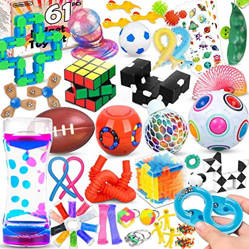 61 Sensory Toys Pack,Stress & Anxiety Relief Tools Bundle Toys Set for Kids Adults,Autistic ADHD Toys,Stress Balls Fidget Spinner Marble Mesh Puzzle Ball Pop Tube Fidget Box - Walmart.com