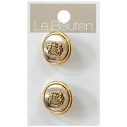 Le Bouton Gold 7/8" Crest Shank Buttons, 2 Pieces