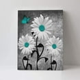 thumbnail image 5 of Loodaent Teal Daisy Butterflies 12” x 16” Framed Canvas Art Prints, 5 of 6