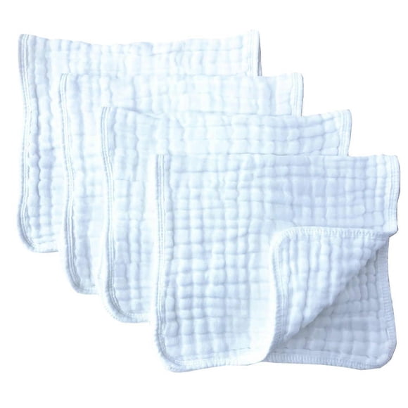 Muslin Burp Cloths 4 Pack Large 20" by 10" 100% Cotton 6 Layers Extra Absorbent and Soft by