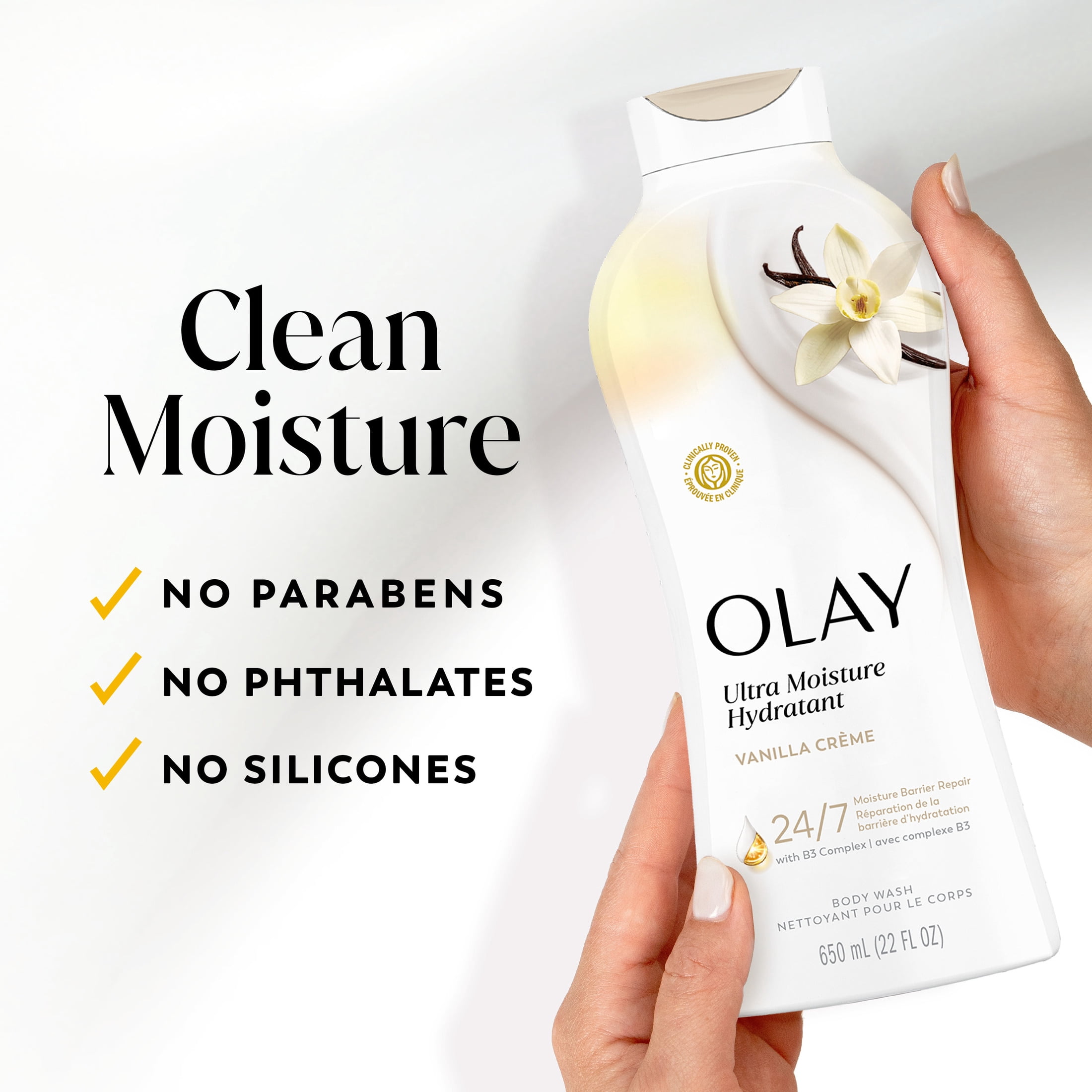(4 pack) Olay Ultra Moisture Body Wash with Vanilla Creme, Vitamin B3 and Hyaluronic Blend, 22oz