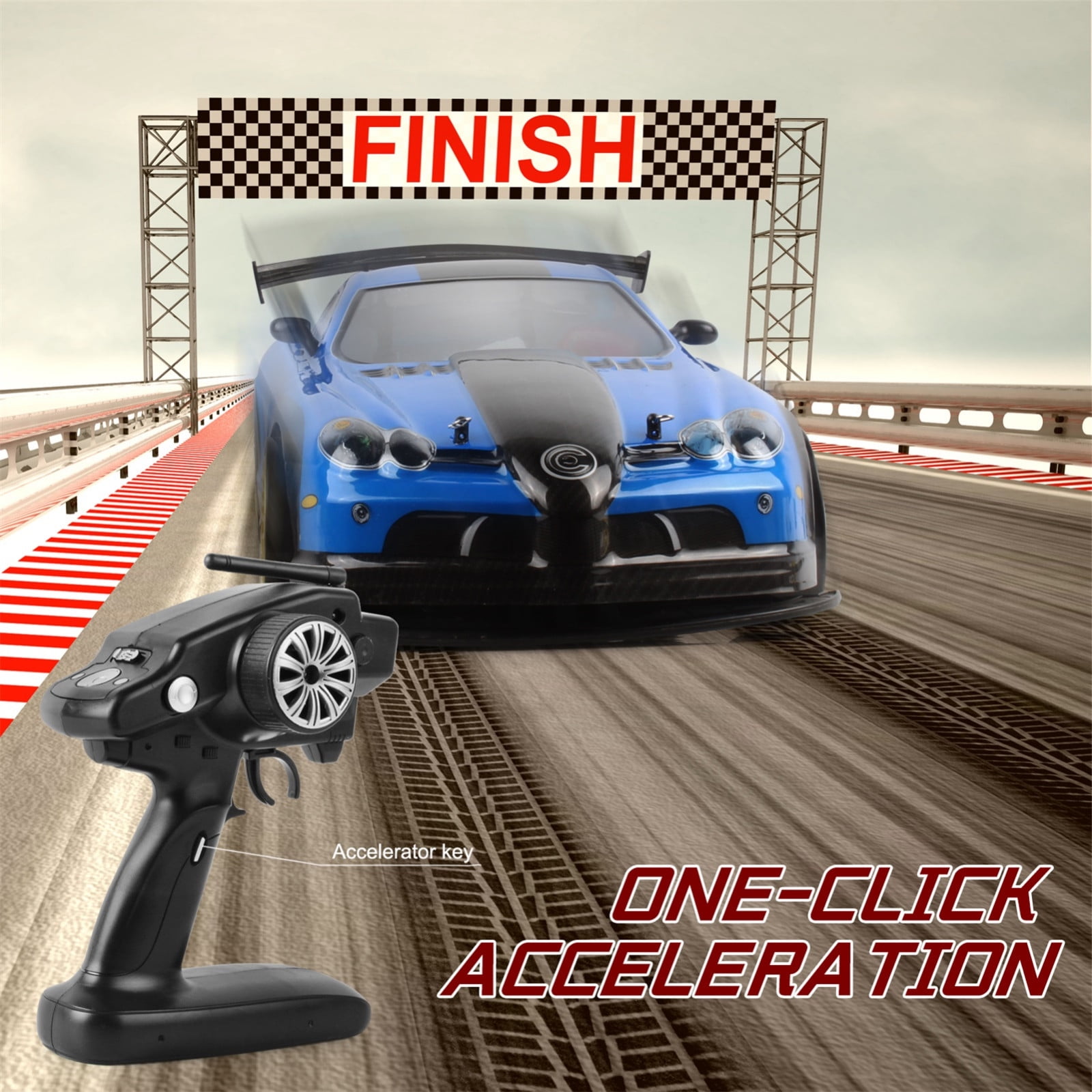 Fridja 1:10 70km/h 2.4G RC Car 4WD Double Battery High Power LED Headlight Racing Truck