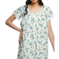thumbnail image 4 of Moomaya Printed Cotton Lace Border Sleepwear Women Short Sleeve Nightdress, 4 of 5