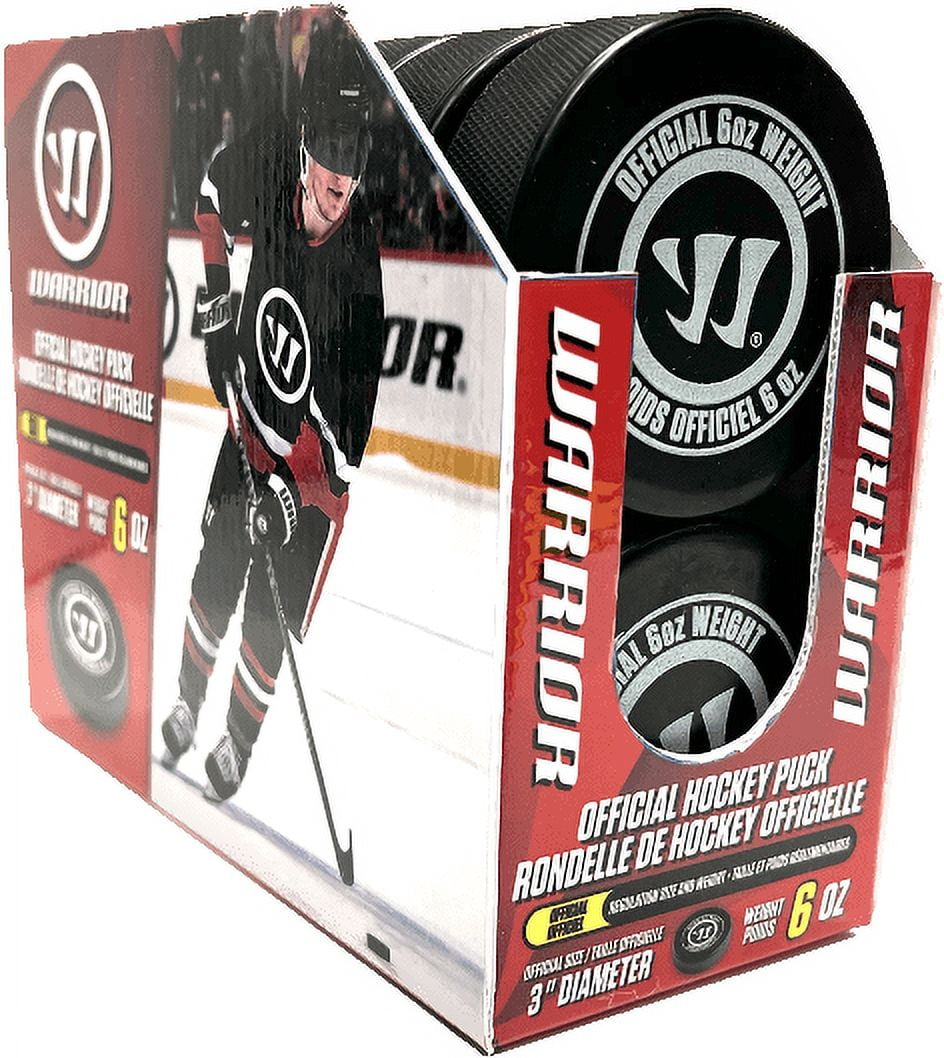 Warrior Official Size Ice Hockey Puck - 6oz - Black Rubber - Ideal for Use on Ice