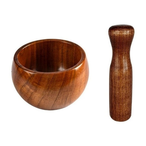 Broyeur à Ail en Bois Pierre Mortier Vintage Moulin Manuel Pot Mason Outil de Mouture Collier de Cuisine