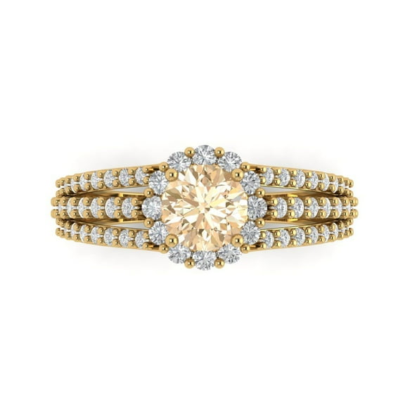 Halo Engagement Ring for Women - 1.83ct Natural Morganite in 14K Yellow Gold Promise Ring