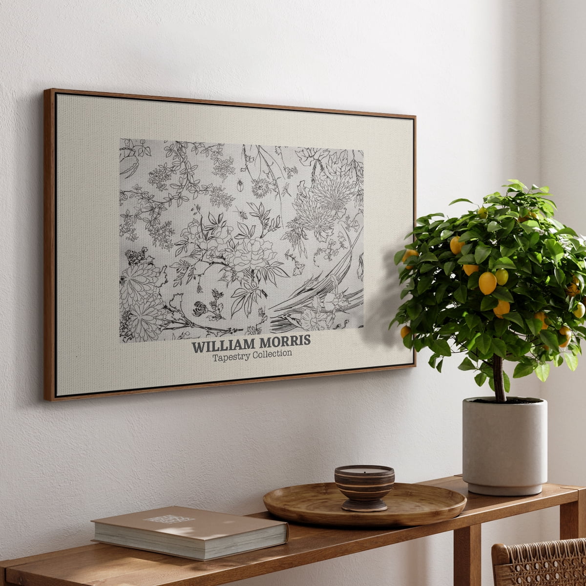 Vintage Abstract Print-LII Framed in Walnut Wood Gallery Wrapped Canvas 25 in. x 37 in.