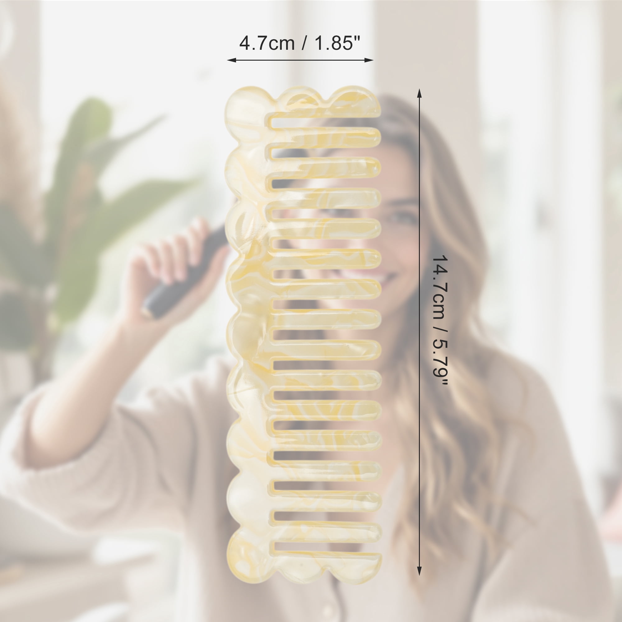 Unique Bargains 1 Pc Wave Rectangular Hair Comb for All Hair Types Styles Yellow