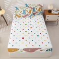 thumbnail image 4 of Homewish Cute Rabbit Print Zipper Twin Comforter Sets with Fitted Sheet and 2 Pillowcases,Colorful Stars Print Zipper Bedding Set For Kids,Reversible,4 Pieces, 4 of 7