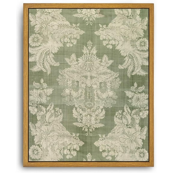 Aaheei Canvas Wall Art Vintage Print Muted Green Tapestry Textile Paintings Neutral Green Antique Retro Aesthetic Artwork for Home Living Room Bathroom Farmhouse Wall Decor
