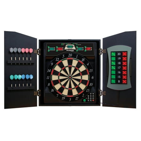 Bullshooter Cricket Maxx 5.0 Electronic Dartboard Cabinet Set Includes 6 Steel Tips, 6 Soft Tips, Extra Tips, and AC (Best Soft Tip Dart Board)