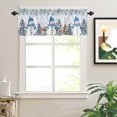 thumbnail image 2 of Christmas Valances for Windows Blue Snowman Elk Floral Eucalyptus Leaf Board Rod Pocket Curtain Valance Window Treatment Short Curtains for Kitchen Living Room, 42"x12", 2 of 5