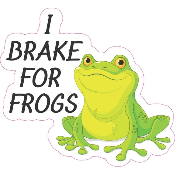 StickerTalk I Brake for Frogs Vinyl Sticker, 5.5 inches x 5 inches