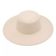 thumbnail image 2 of Retro Ladies Hat Big Wide Brim Fedora Hat Pure Color Derby Wedding Jazz Hat Prom Party Commuting Flat Top Felt Hat, 2 of 8