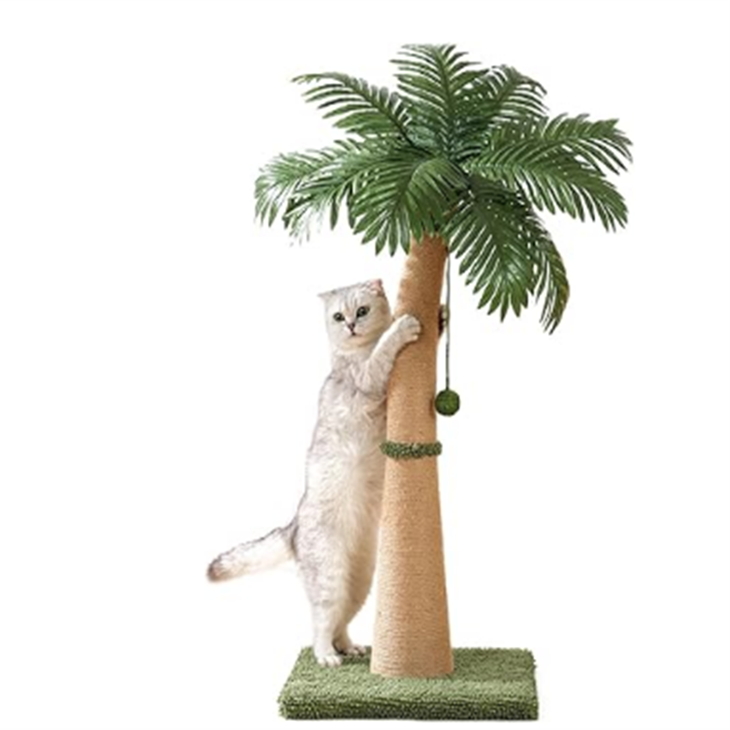 40'' Tall Cat Scratching Post Cat Tree, Curved Design Cat Scratcher Post with 3 Interactive Balls, Natural Sisal Rope Cat Scratching Posts for Indoor Cats Adults Kittens, Multi-Combinable (Style A)