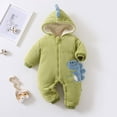 thumbnail image 2 of Likimi Newborn Baby Boys Jumpsuits Hooded Zipper Dinosaur Print Long Sleeve Romper For Baby Autumn Winter Fashion Clothes Green Size 6-12 Months, 2 of 4