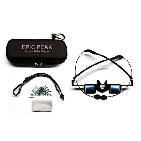 Epic Peak Light Weight Climbing Premium Belaying Glasses Goggles with Decal, 2 Strap, Cleaning Cloth, and Upgraded Case with Metal Carabiner