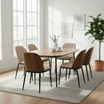 thumbnail image 3 of LeisureMod Tule Modern Dining Side Chair with Velvet Seat and Powder-Coated Steel Frame for Kitchen and Dining Room Set of 2, Walnut/Beige, 3 of 11