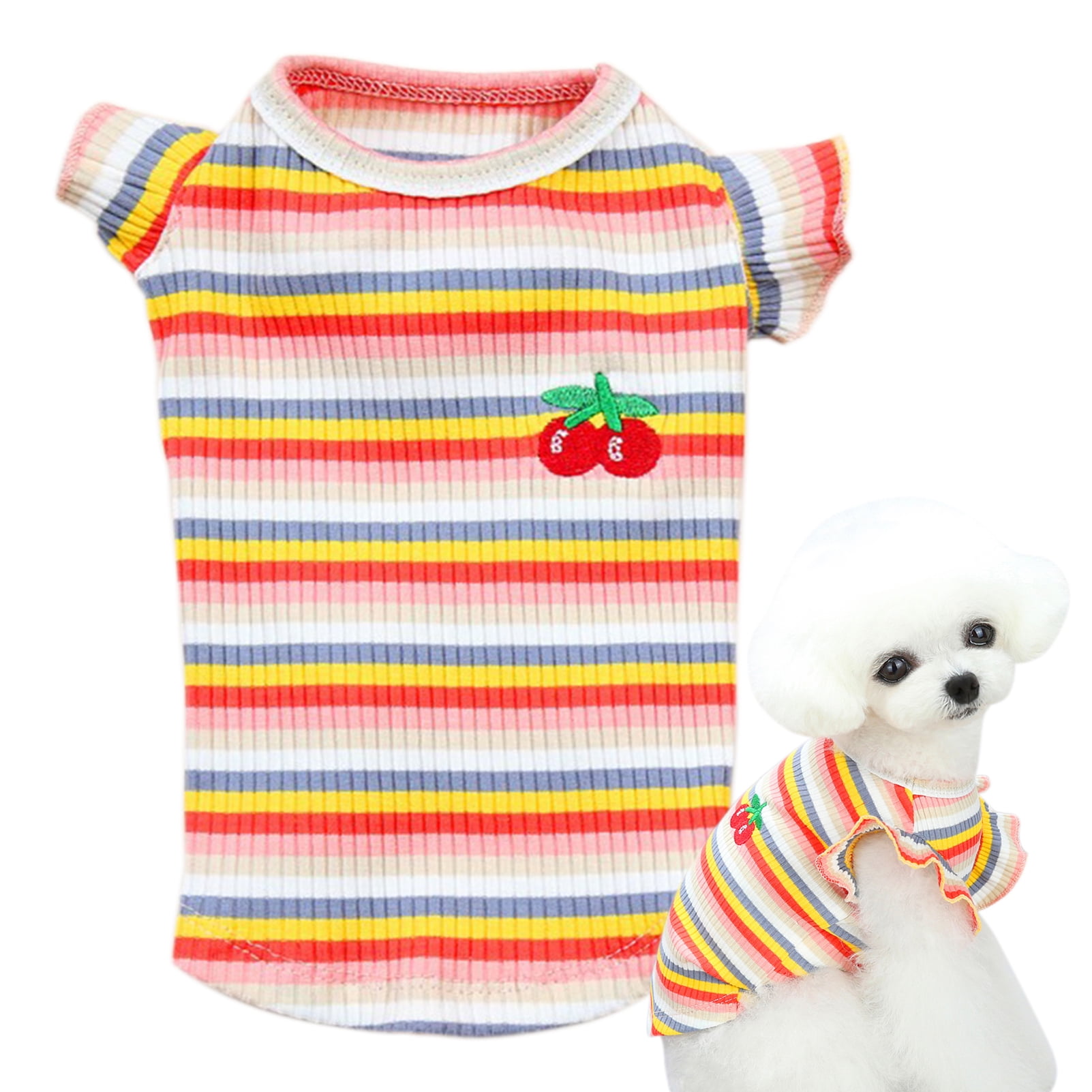 CHBORLESS Girl Dog Striped Shirt Cute Puppy Clothes Pet Tshirt (X