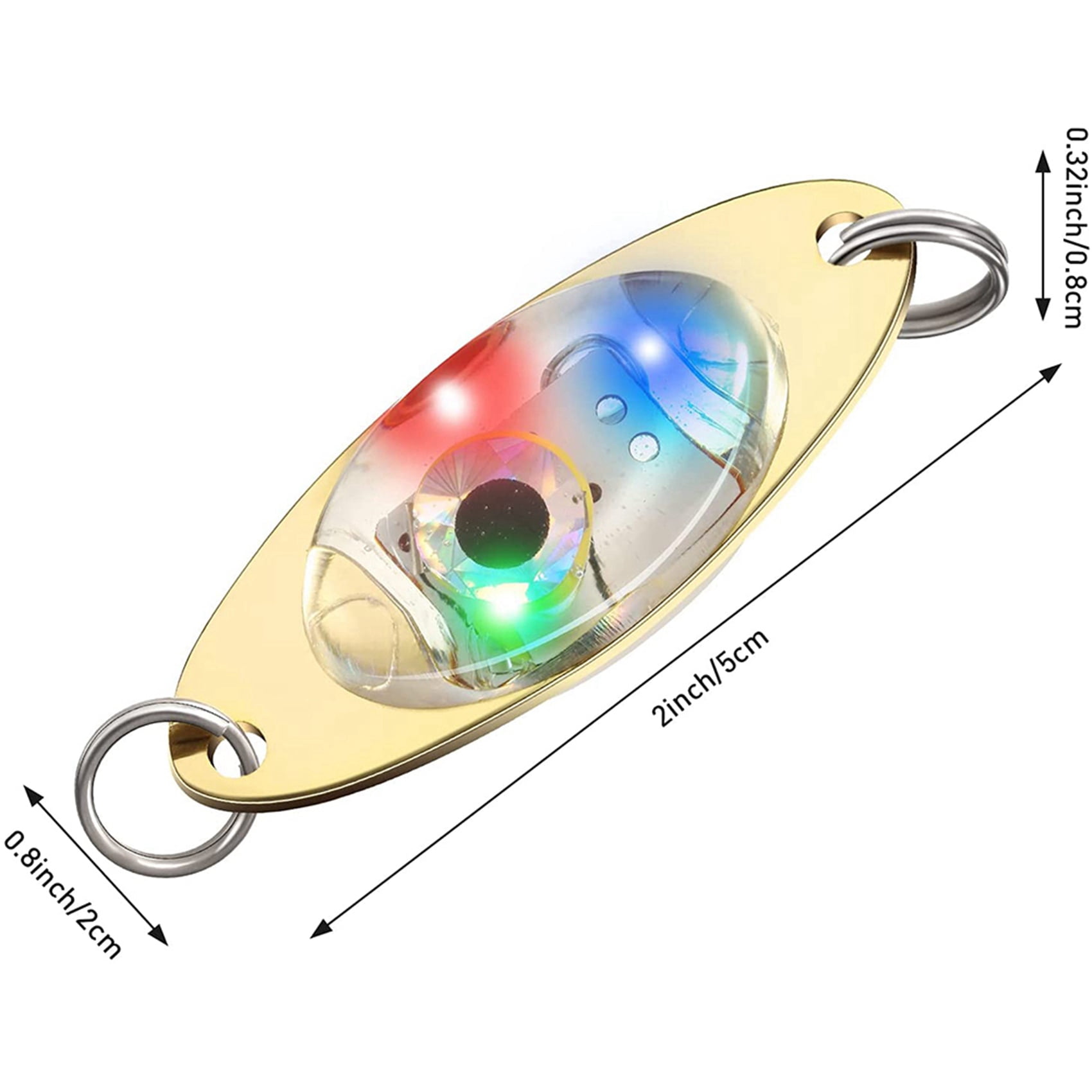 20 Pcs LED Fishing Lures Fishing Spoons Underwater Flasher Bass Halibut Flasher Trolling Deep Drop Fishing Light,20 x LED lighted bait flashers,Golden