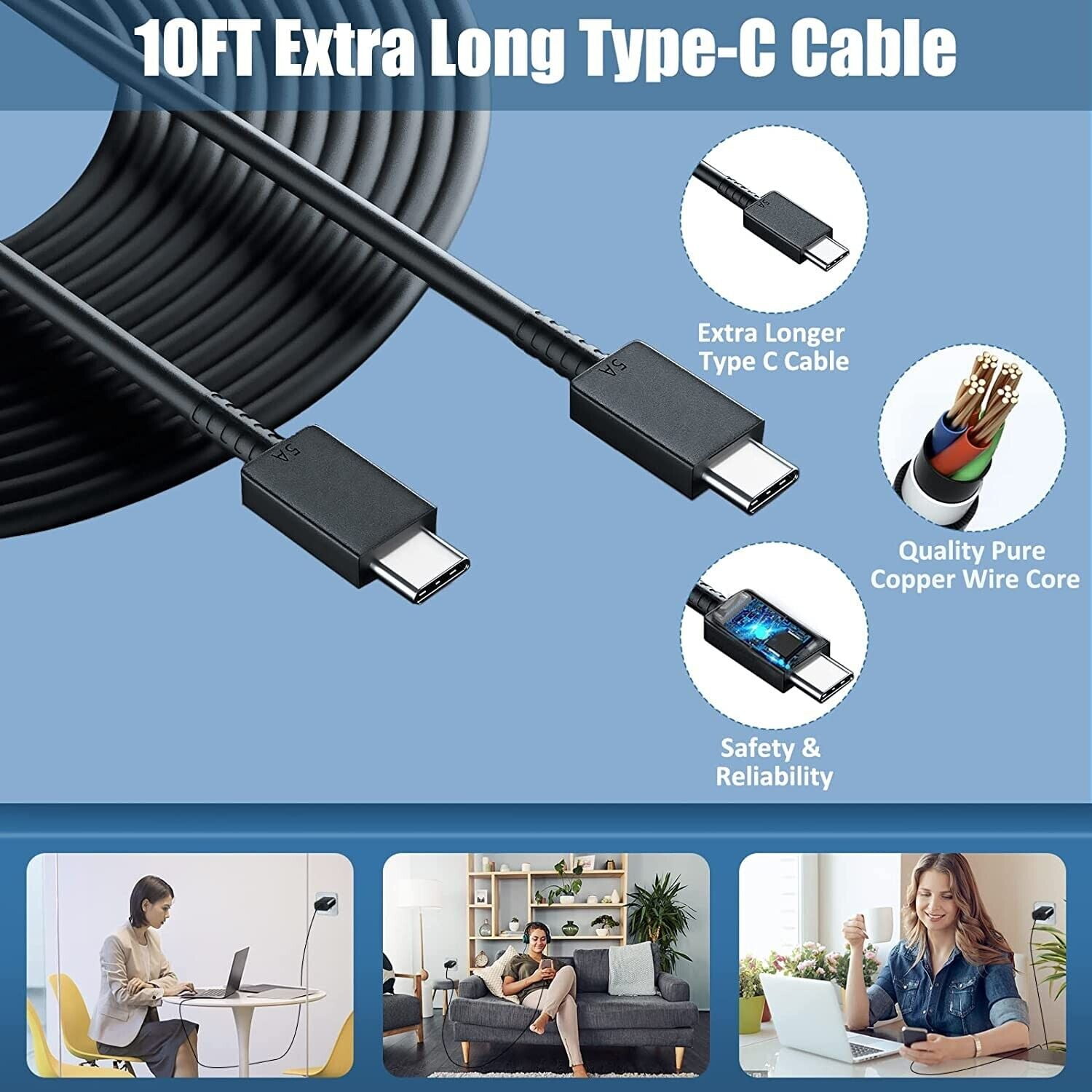 45W Super Fast Charger Type C, 10FT USB C Cable Cord Charger Block for Samsung Galaxy S24 Ultra/S24/S24+/S23 Ultra/S23/S23+/S22/S21/S20/Note 10/20 (2Pack)