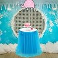 thumbnail image 2 of Wedding Table Skirt, Black Tulle Table Cover with Gold Brim, Party Decoration for Dessert Buffet Table, Washable Rectangular Tablecloth, 1 X Table Skirt, 2 of 3