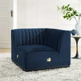 thumbnail image 3 of Modway Conjure Modern Channel Tufted Velvet Left Corner Chair in Midnight Blue, 3 of 4