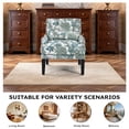 thumbnail image 2 of Bonzy Home Modern Floral Print Accent Chair with Arms and Wooden Legs, Mid‑Century High‑Back Wing Chair with Padded Armrests & Cushioned Seat for Living Room, Blue Green Floral, 2 of 6