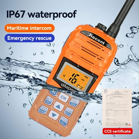 Recent RS-35M GMDSS two-way very high frequency wireless telephone VHF 156.025-157.425MHz marine walkie talkie equipped with 1500mAh lithium-ion battery (DC 9V)
