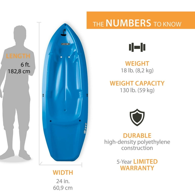 Lifetime Wave Youth 6 ft Sit-On-Top Kayak with Paddle Blue (90097