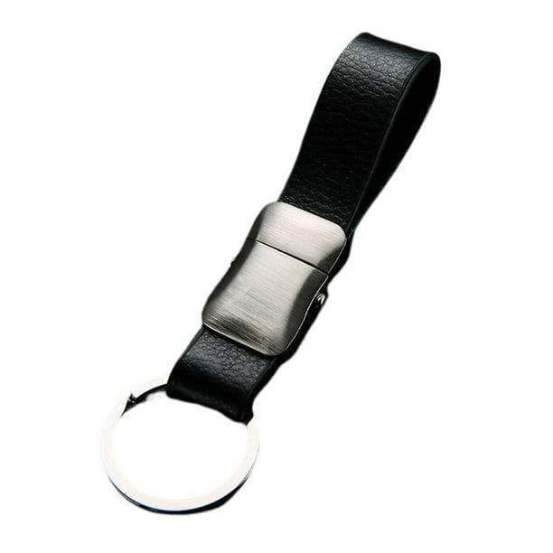 Minnieouse LLavero de Metal para hombre, soporte de cuero de negocios para coche, colgante de regalo para llaves, cinturón de bucle, accesorio organizador Accesorios de disfraces Blanco + Negro Minnieouse AP015097-02