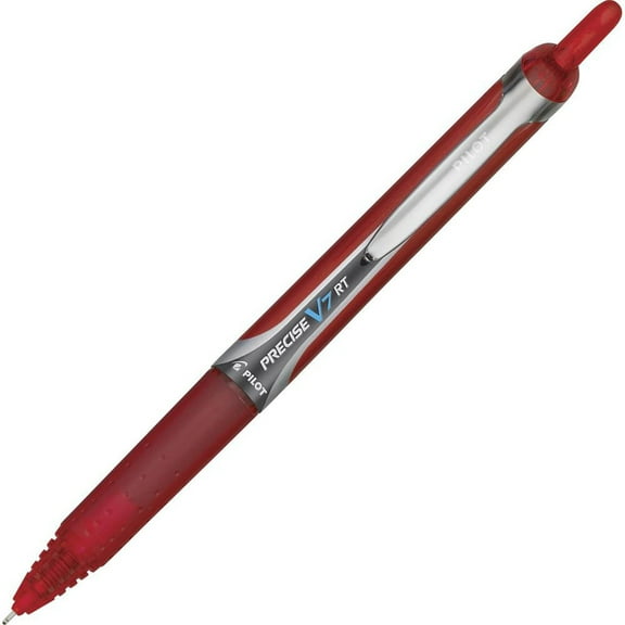 Pilot® Precise™ V7 Liquid Ink Retractable Rollerball Pens, Fine Point, 0.7 mm, Assorted Barrel Colors, Red Ink, Pack Of 12 Pens