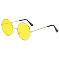 thumbnail image 2 of Gafas de sol redondas con montura de Metal para hombre y mujer, anteojos de sol Retro, estilo Hippie, a la moda, con círculo pequeño, Color caramelo, para fiesta y discoteca, 2 of 4