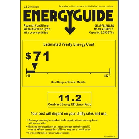 GE Appliances 8,000 BTU 115-Volt Smart Window Air Conditioner with Remote, AEN08LZ, Black