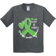 thumbnail image 3 of Inktastic Love and Care Mental Health Awareness Green Ribbon Youth T-Shirt, 3 of 5