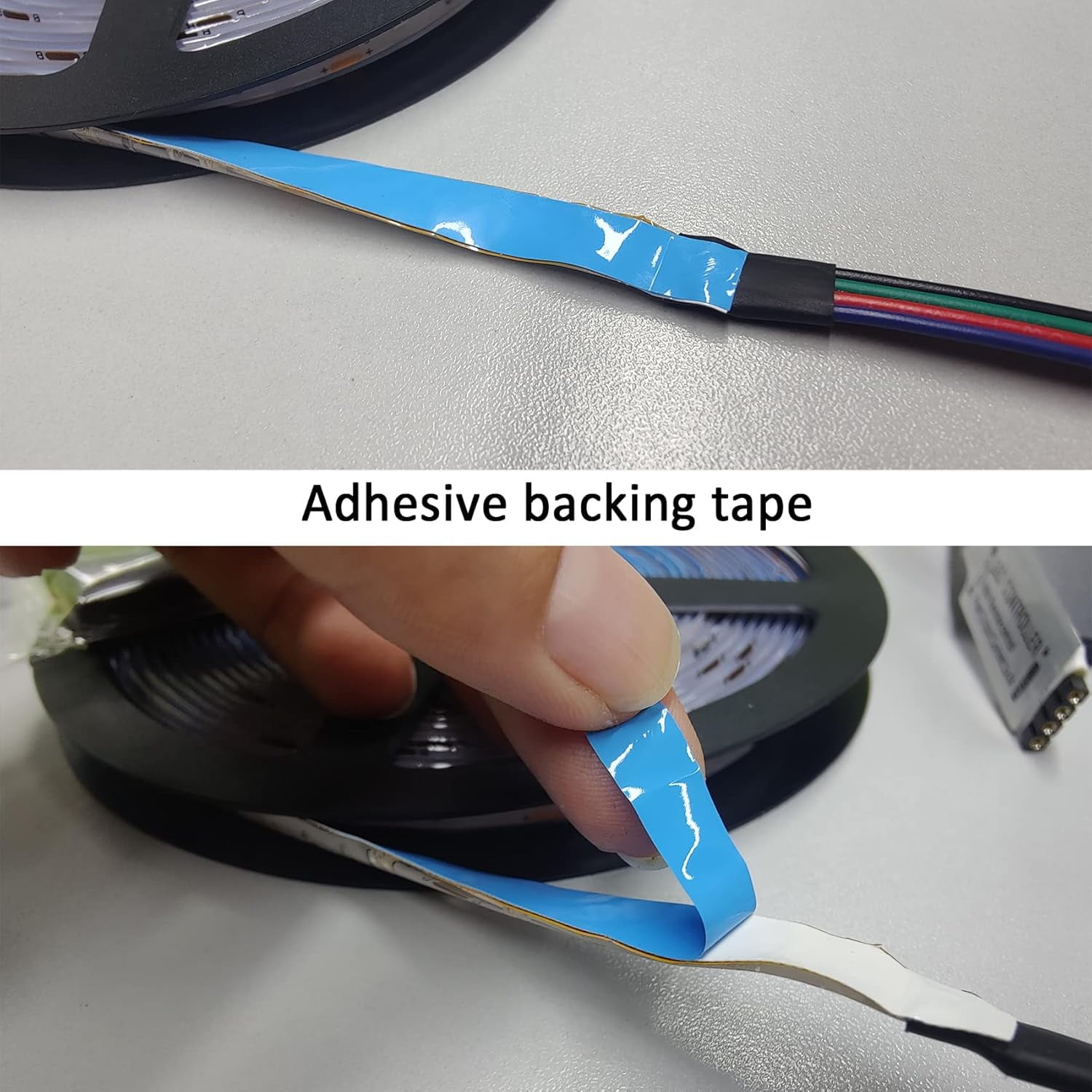 RGB LED Strip Lights with Remote Control, Flexible Cuttable Self-Adhesive Battery Powered Strip Light for Bedroom TV Kitchen Cupboard Cabinet
