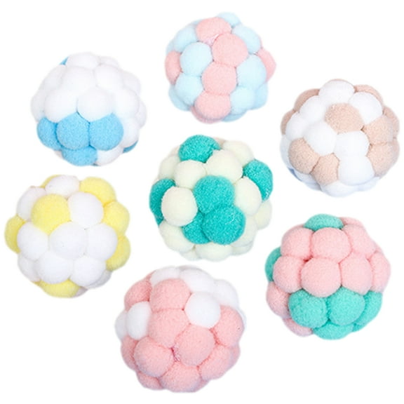 YARNOW 6Pcs Cat Toys Balls with Bell Cat Pom Pom Balls Cat Toy Interactive Toys for Indoor Cats and Kittens
