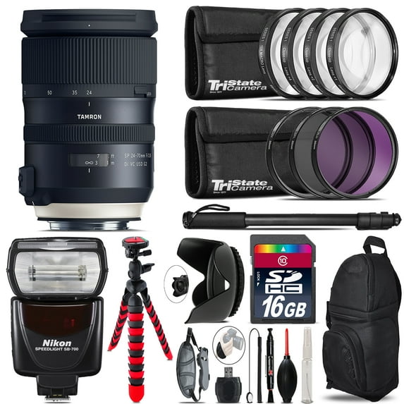 Tamron 24-70mm VC G2 for Nikon + Nikon SB-700 AF Speedlight & More - 16GB Kit