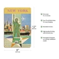 thumbnail image 2 of New York City - Statue of Liberty - Vintage Airline Travel Poster by Webber c.1960 - 8 x 12 inch Vintage Wood Art Sign, 2 of 4