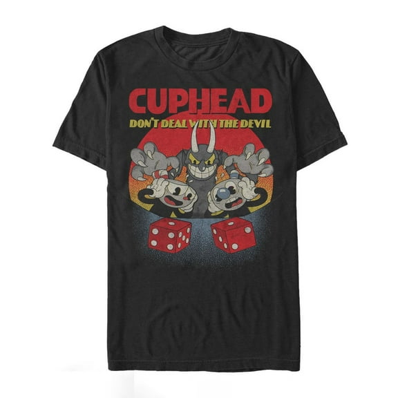 Men's Cuphead Don't Deal Snake Eyes  Graphic Tee Black X Large
