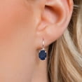 thumbnail image 3 of Gem Stone King 925 Sterling Silver Oval Blue Sapphire Earrings for Women (3.58 Cttw, Oval 8X6MM), 3 of 6