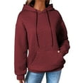 thumbnail image 1 of Sudadera con Capucha para Mujer, Informal, de Larga, con Cordón Ajustable, de Jacquard, Estilo Pulóver, Ropa Holgada. Vino Tinto M, 1 of 7