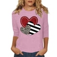 thumbnail image 2 of FASHOFT Valentinas Day Shirts for Women Crewneck 3/4 Sleeve T-Shirts Spring Love Heart Graphic Tee Tops Valentines Day Gifts for Her Light Pink M, 2 of 4