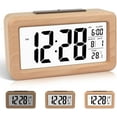 thumbnail image 1 of Bienvenido Reloj despertador digital de madera de fácil configuración con temperatura, fecha, retroiluminación, repetición, para dormitorio, mesita de noche, hogar, oficina, sin tictac, 1 of 5