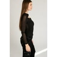 thumbnail image 4 of Long Sleeve Twist Front Mesh Top - Women's Black Sheer Sleeve, 4 of 4