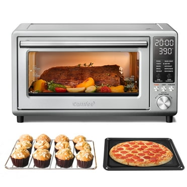 COMFEE' Air Fryer Toaster Oven Combo, FLASHWAVE™ Rapid-Heat Technology Countertop Convection Oven with Bake Broil Roast, 6 Slices/12’’ Pizza/26.4 QT, 4 Accessories, 1750W