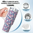 thumbnail image 3 of Sikiie white flower Skull blue Insulated Stainless Water Bottle Lid Travel Mug Cup Insulated Tumblers Cup 40oz Ice Bully With Handle, 3 of 8