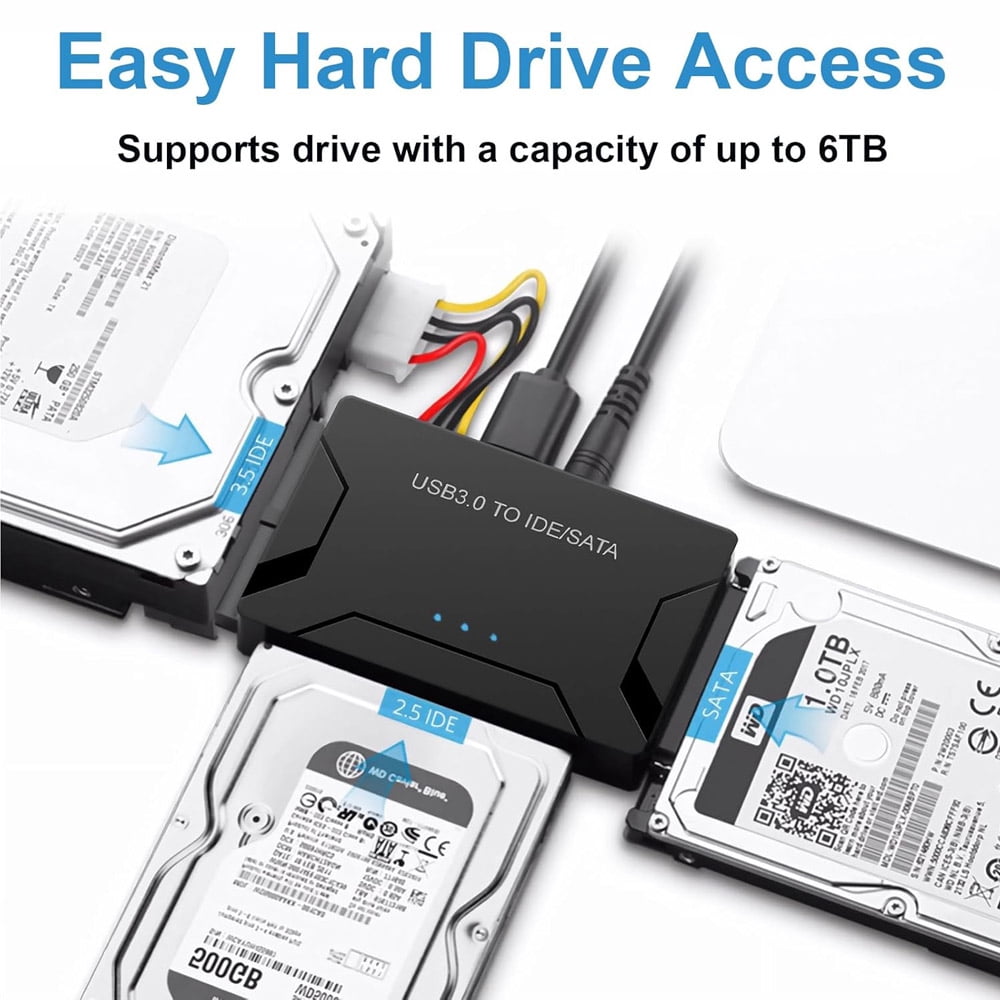 USB 3.0 to IDE SATA Converter Adapter Kit for 2.5″ & 3.5″ HDD SSD Hard Drives with Power Supply, Switch Function, Data Transfer Cable for PC Laptop Desktop Universal